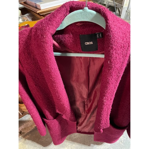 ASOS cranberry‎ color SZ US 6 coat - 40% wool - Picture 5 of 6